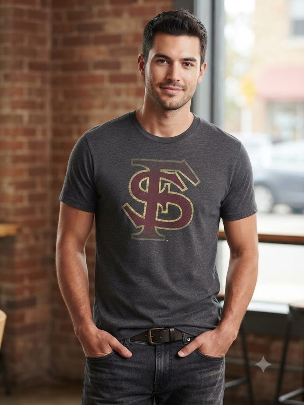 Unisex Large Florida State Short-Sleeve Tee with Maroon Chest Logo